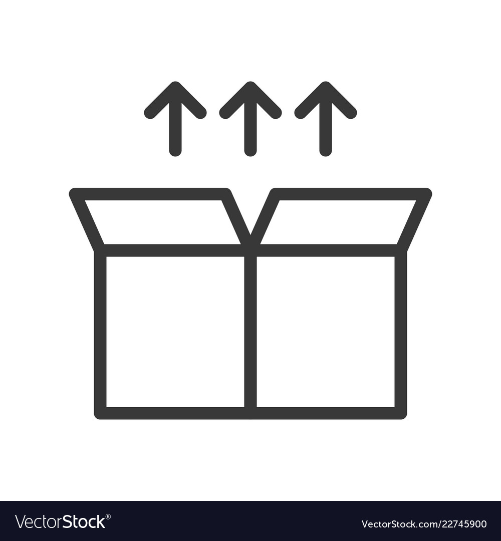 Arrow and open box shipping logistic icon