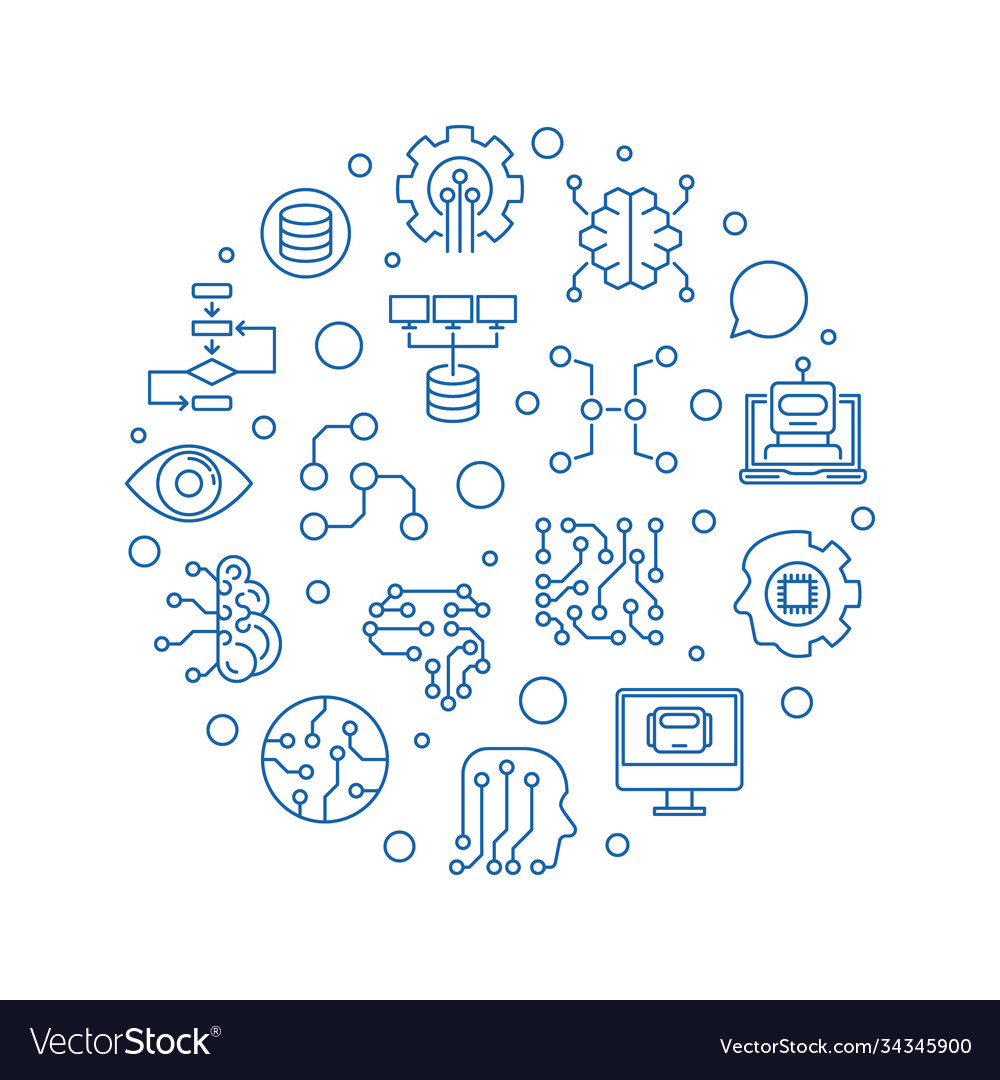Artificial and machine intelligence line Vector Image Artificial and machine intelligence line