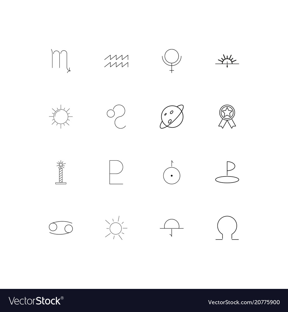 Astrology linear thin icons set outlined simple