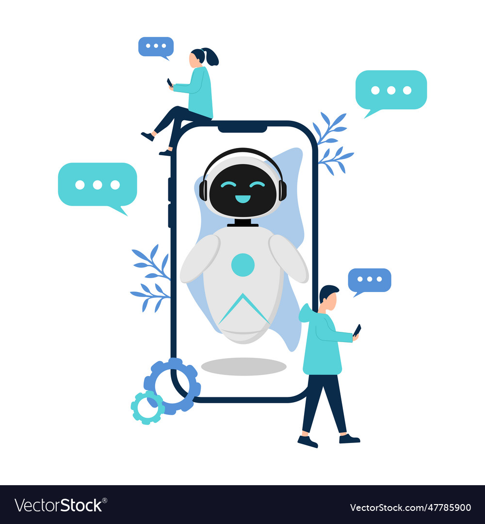 Chat gpt with people phone Royalty Free Vector Image