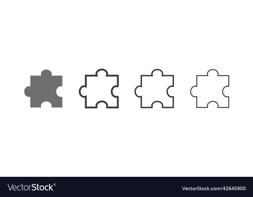 Collection of puzzle icons in different strokes