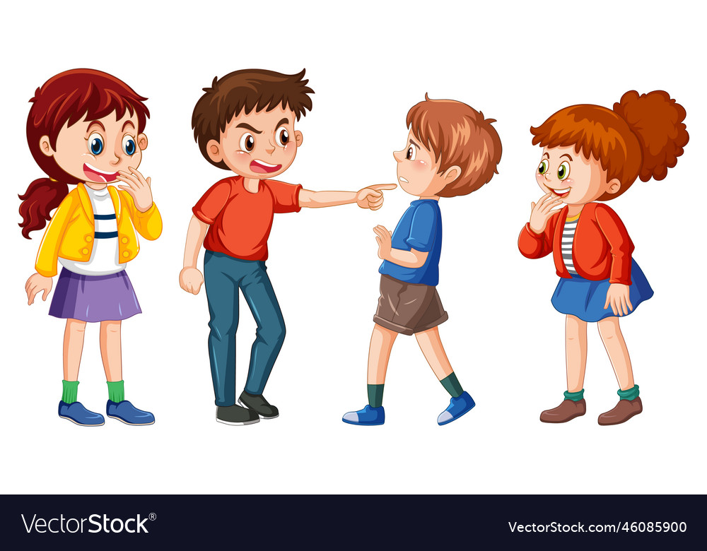 Depressed boy abused by his friends Royalty Free Vector