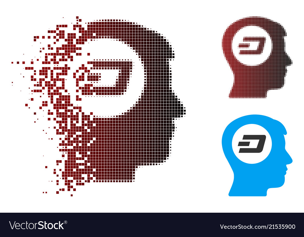 Dissolved pixel halftone dash think icon vector image Dissolved pixel halftone dash think icon