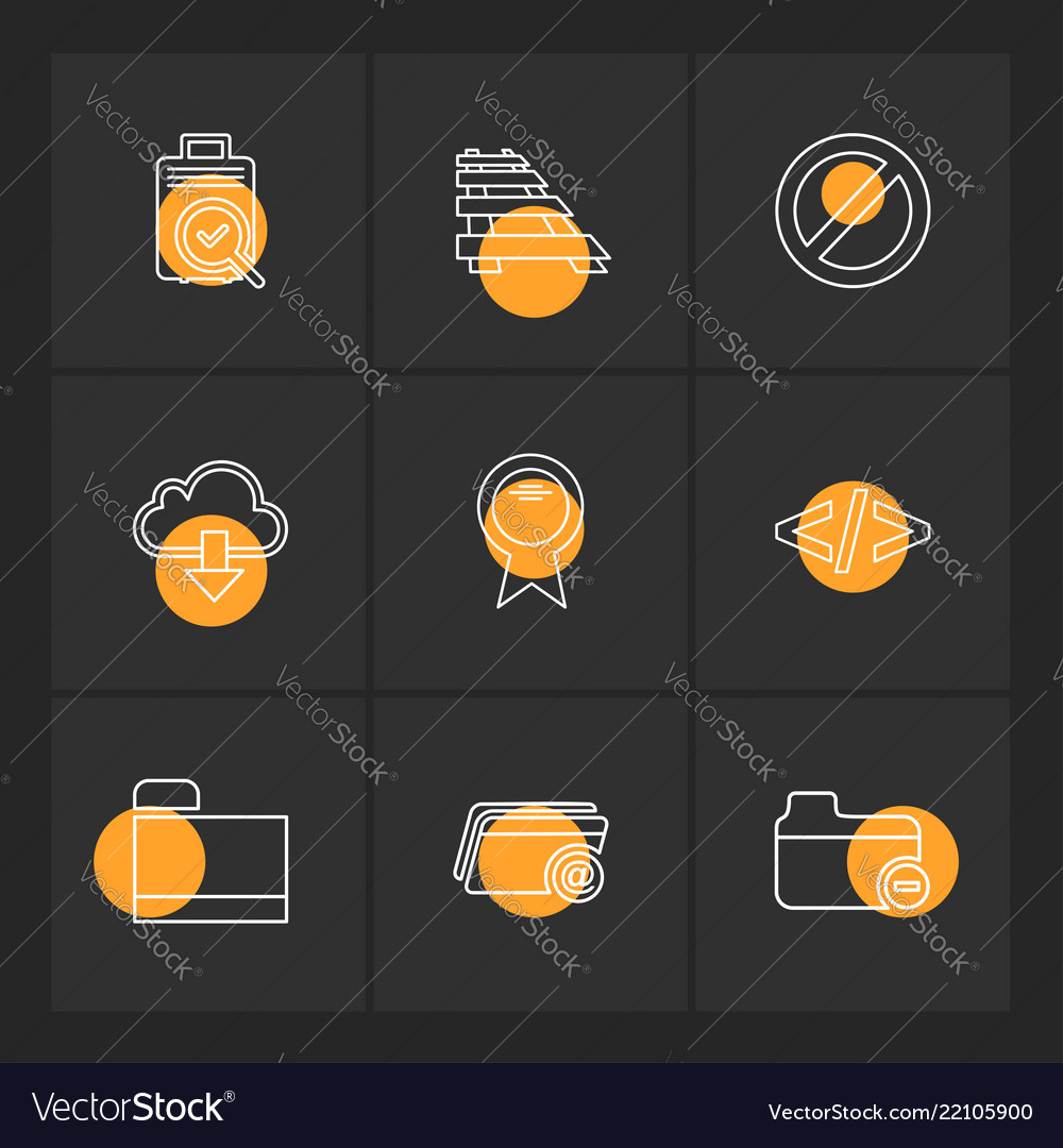 Folder files directory search code eps icons
