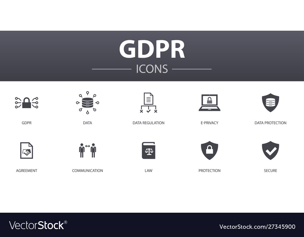 Gdpr simple concept icons set contains