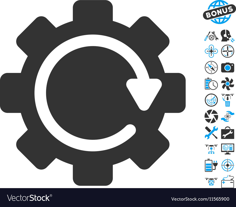 Gear rotation direction icon with air drone tools