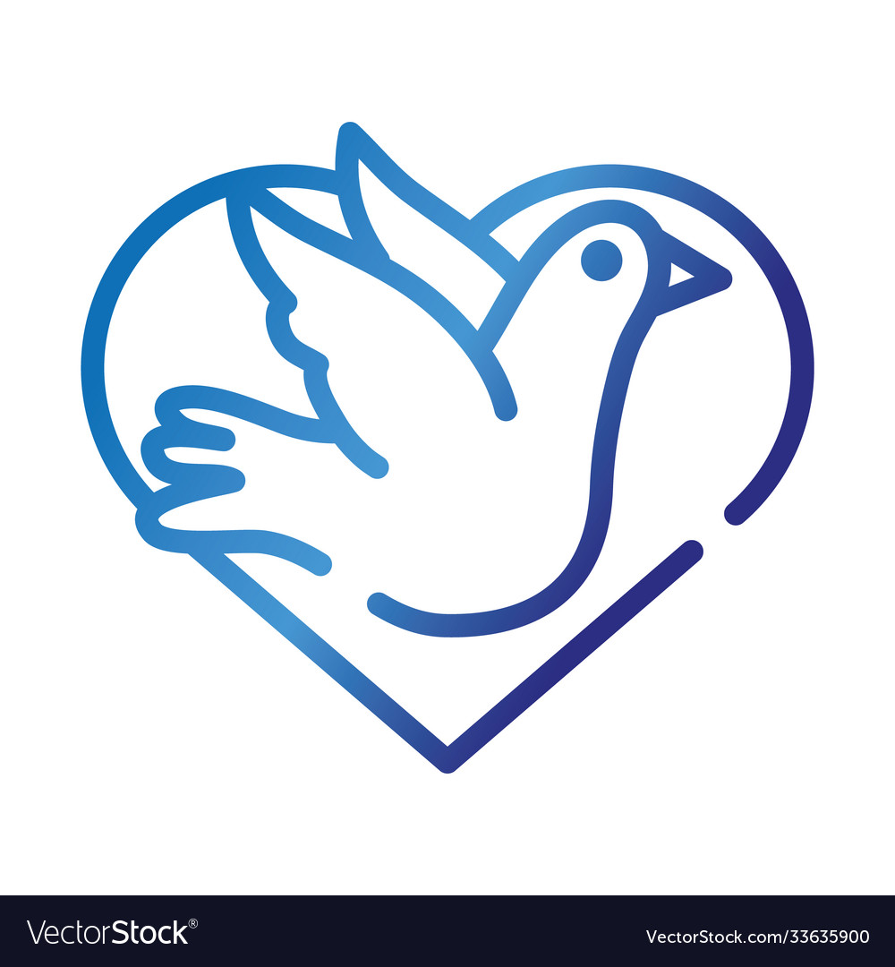 Heart love symbol with dove flying gradient style