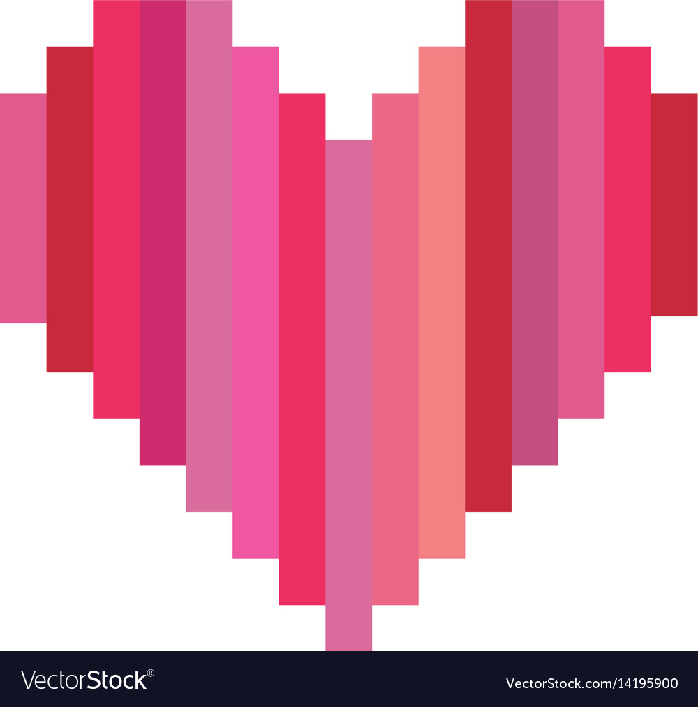 Heart shape with colorful vertical lines pixel
