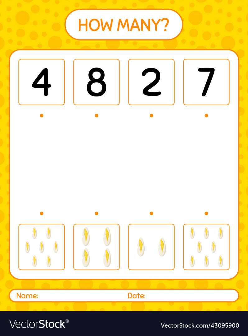 How many counting game with witloof worksheet vector image How many counting game with witloof worksheet