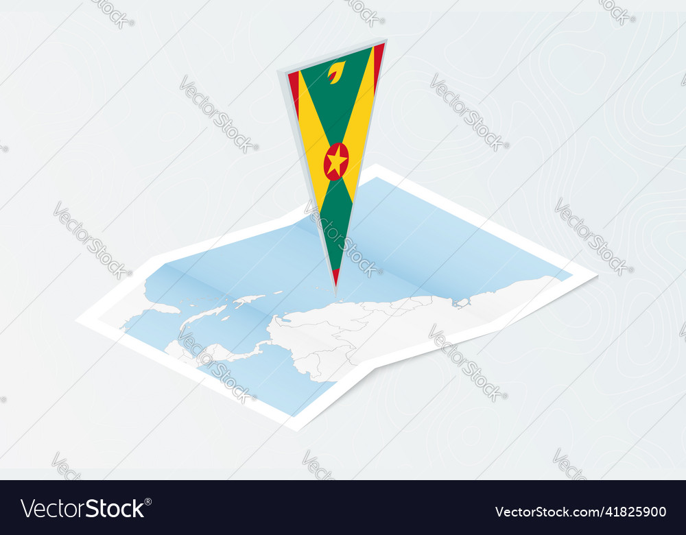 Isometric paper map of grenada with triangular