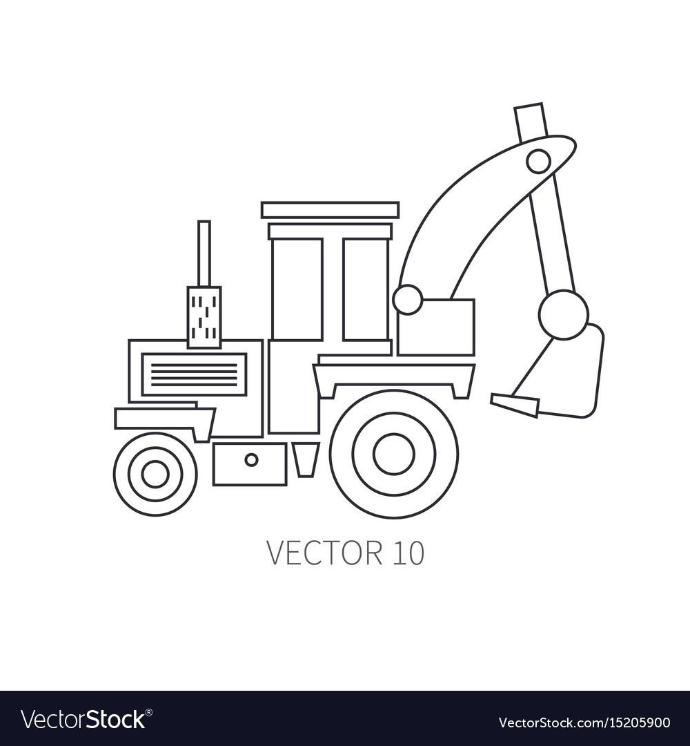 Line flat icon construction machinery