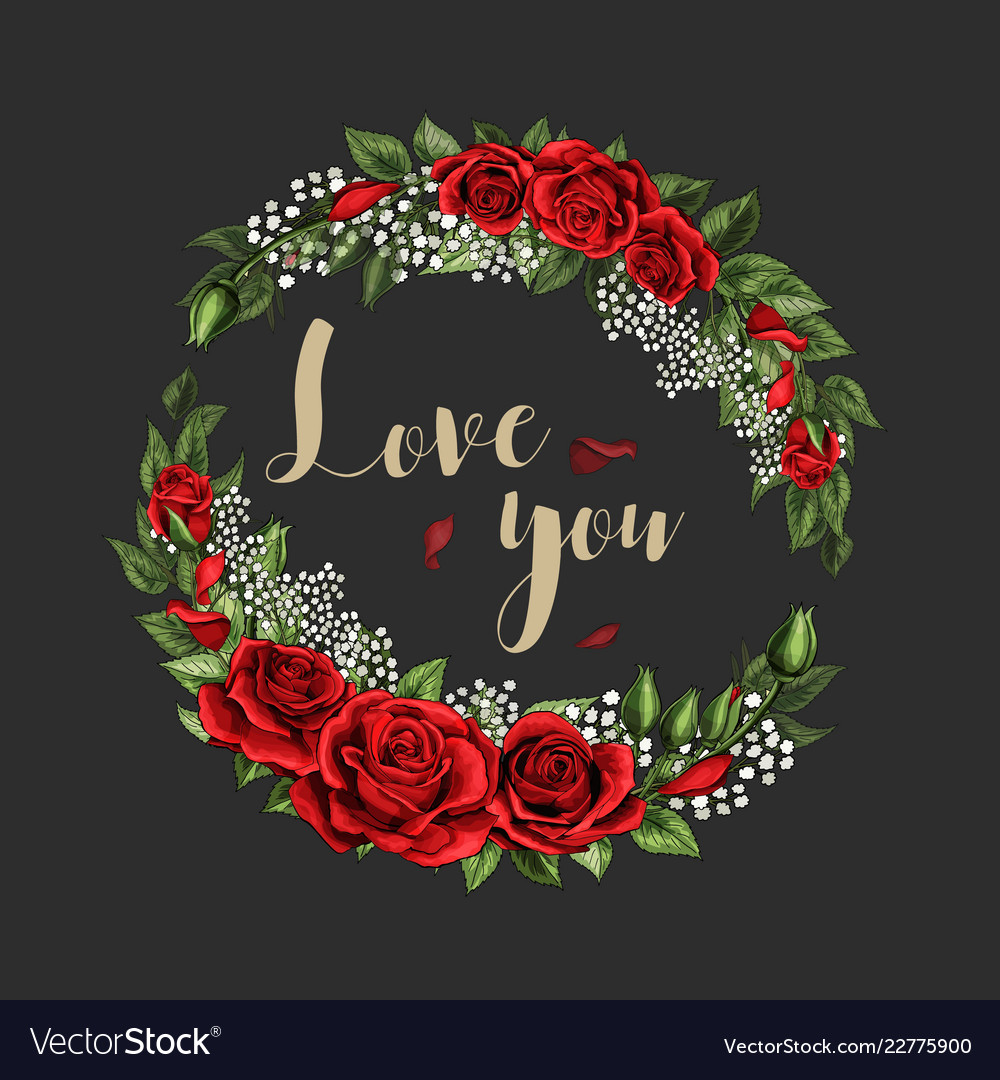 Red Rose Flowers Vector Image