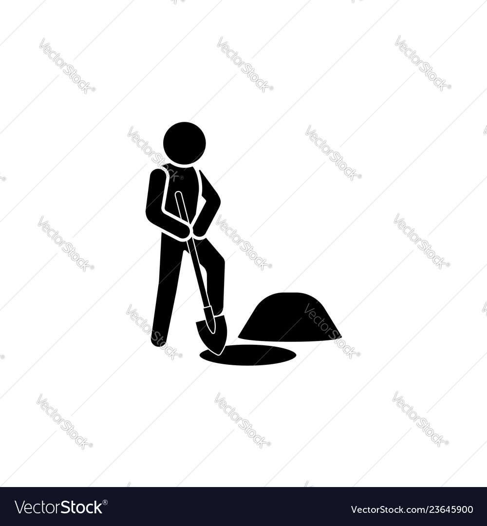 Man digging a pit icon with shovel Vector Image Man digging a pit icon with shovel