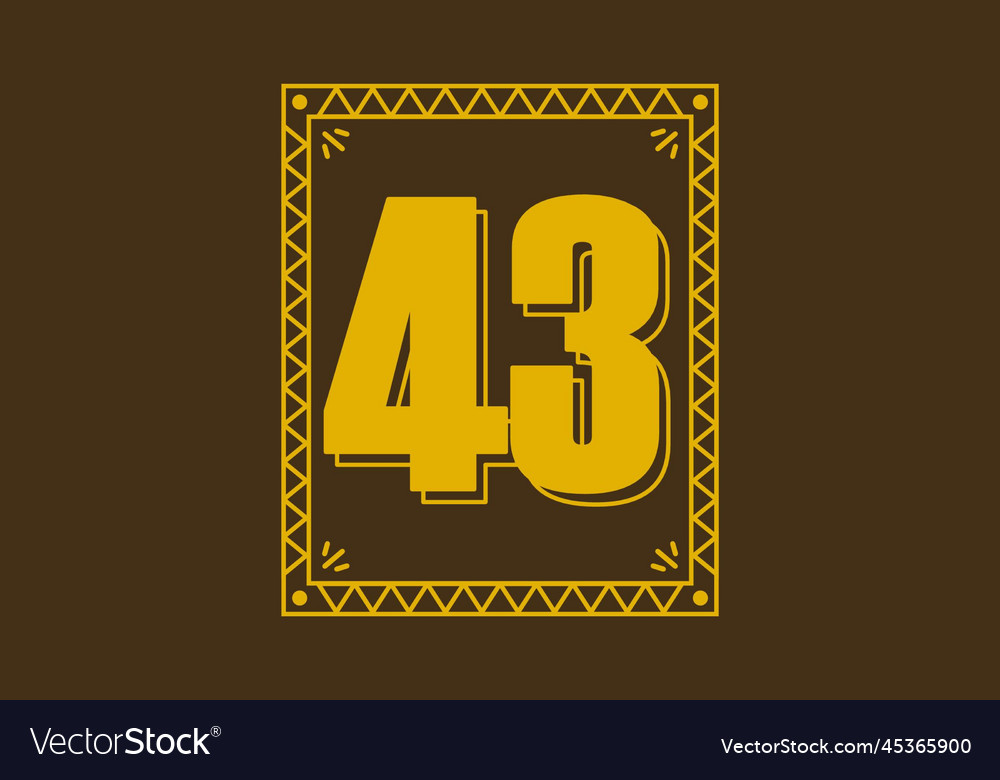 Number 43 in retro rectangle frame