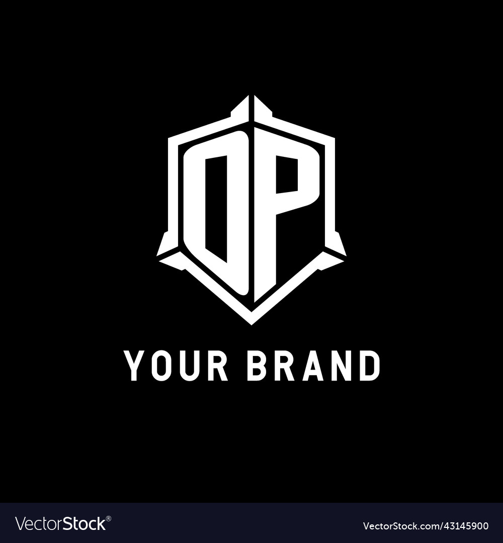 Op logo initial with shield shape design style