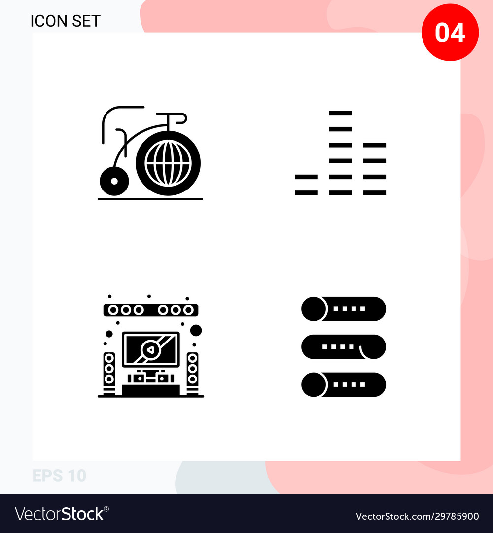 Pack 4 icons in solid style creative glyph