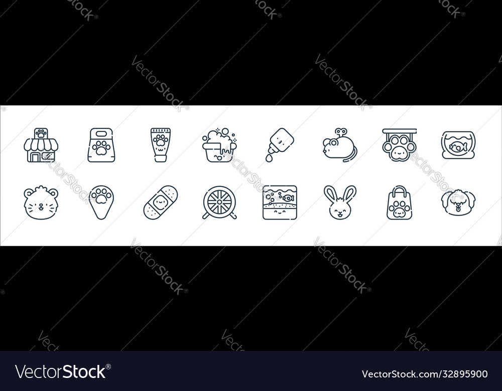 Pets line icons linear set quality