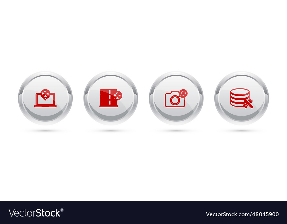 Set line laptop service database server photo Vector Image Set line laptop service database server photo
