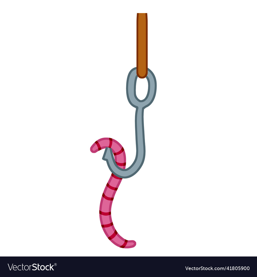 Set of fishing hooks and tackle with worm
