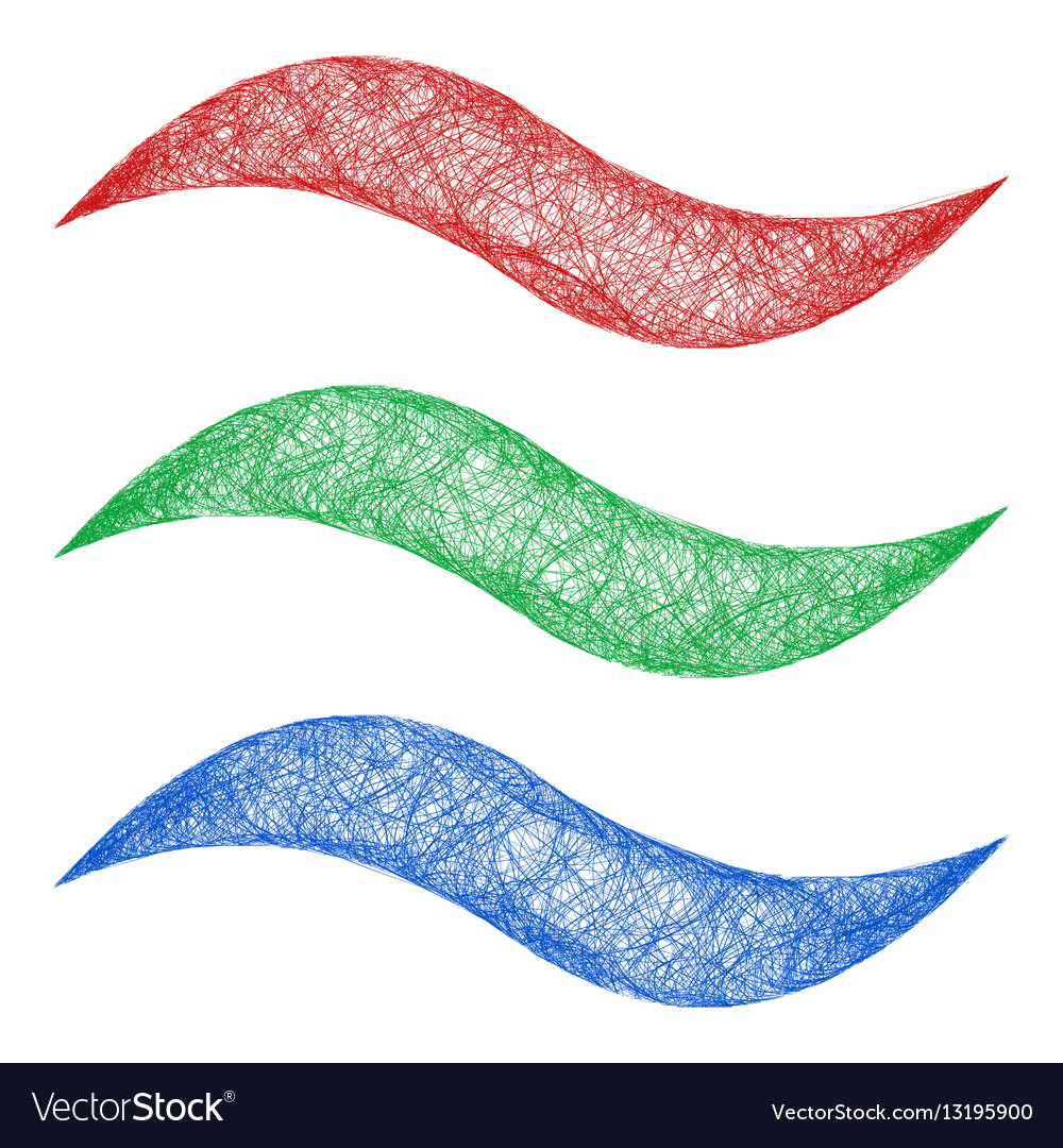 Sketch wave line graphic design element set