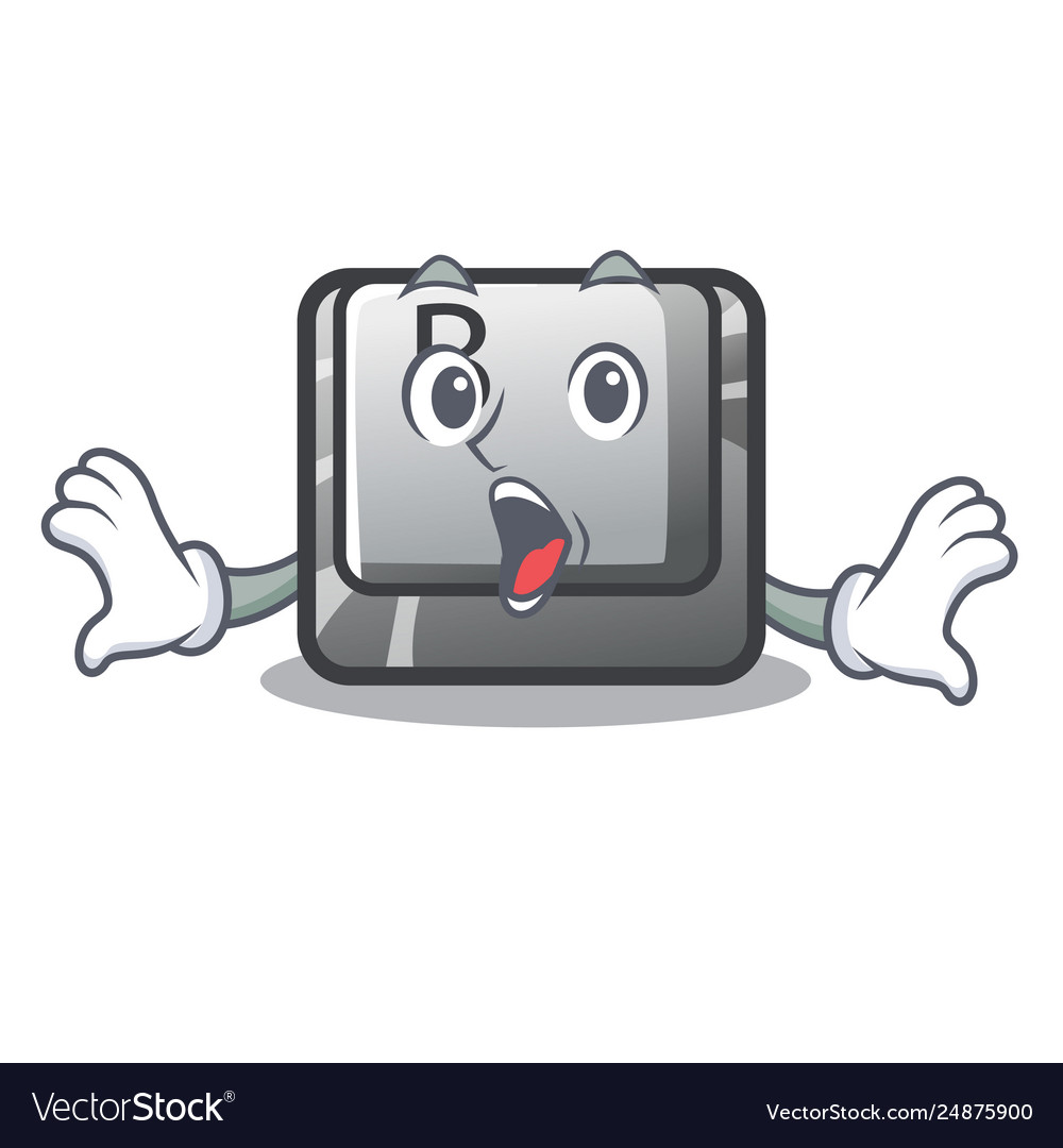 Surprised button b on a mascot keyboard vector image Surprised button b on a mascot keyboard