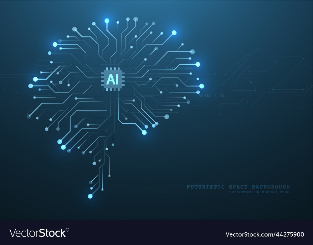 Technological brain and machine learning concept Vector Image Technological brain and machine learning concept