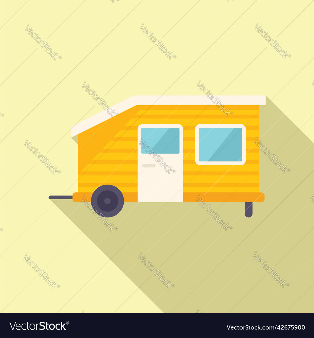 Travel trailer icon flat auto bus Royalty Free Vector Image