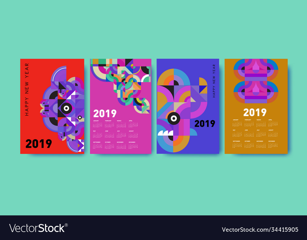 2021 calendar design template with colorful