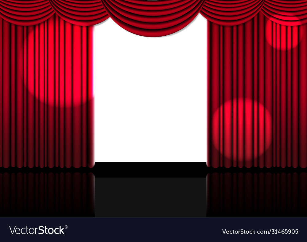 3d mock up realistic open red curtain on stage