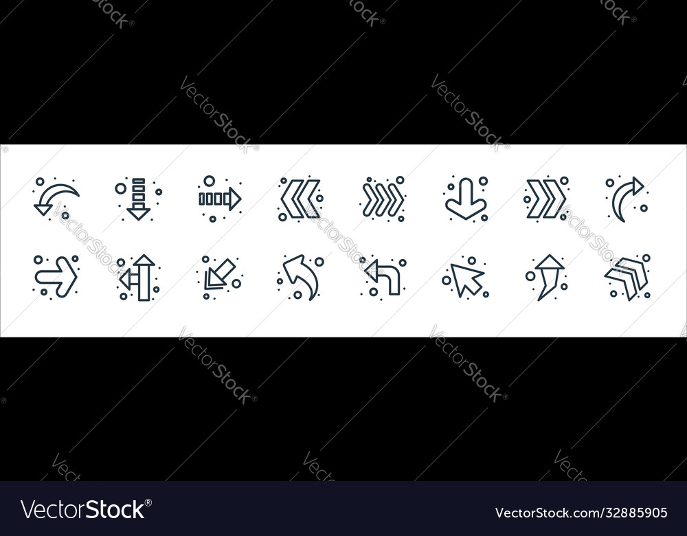 Arrows line icons linear set quality