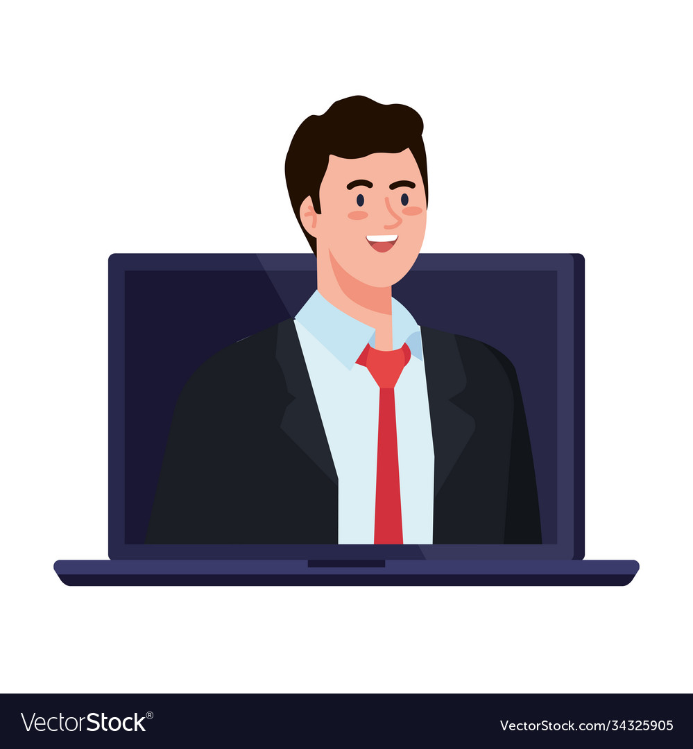 Businessman cartoon on laptop design Royalty Free Vector