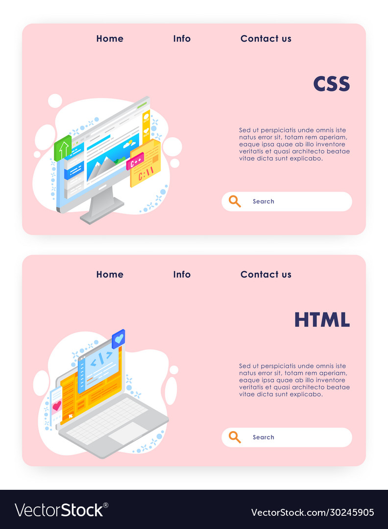 Erstellung der Website-Landing-Seiten-Template-Set vector image Erstellung der Website-Landing-Seiten-Template-Set