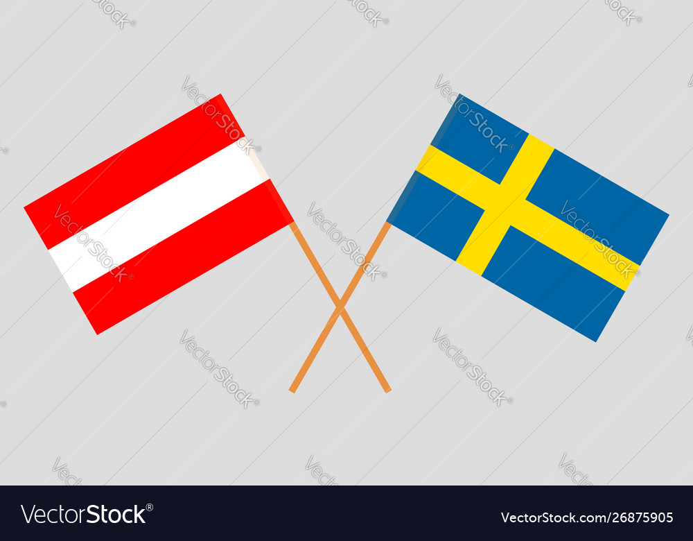 Crossed swedish and austrian flags