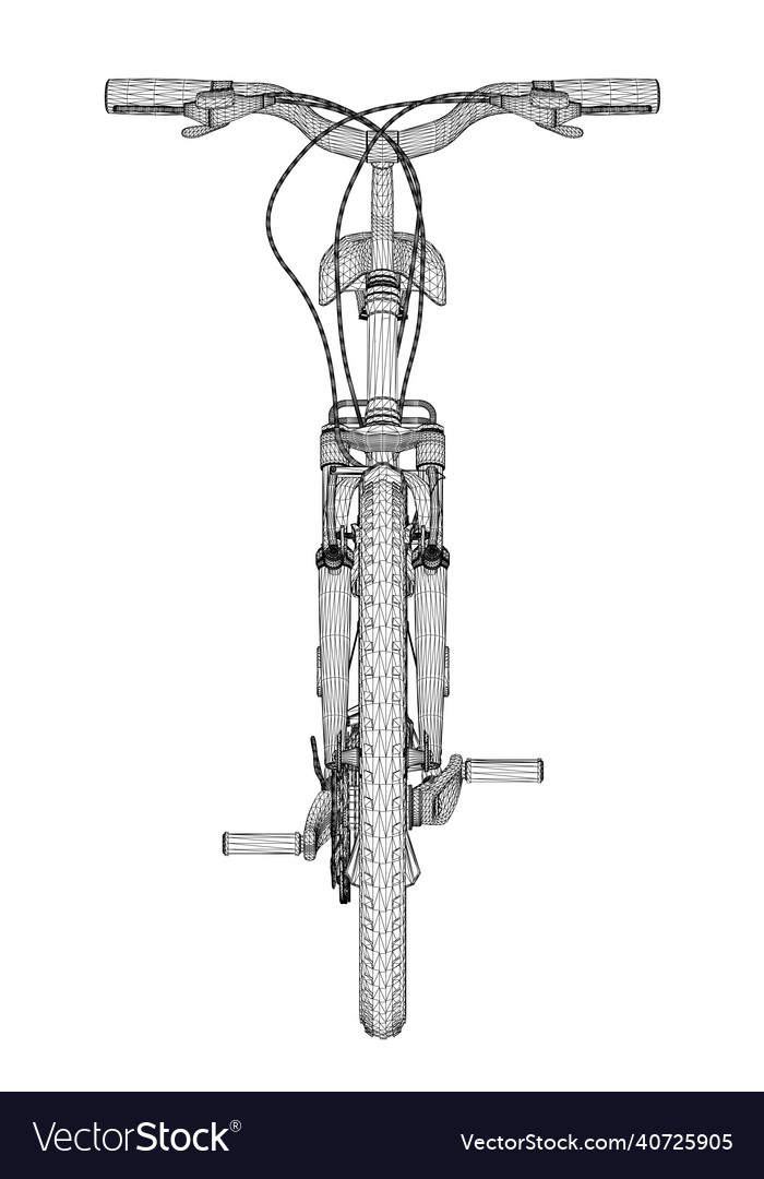 Detailed bike wireframe from black lines isolated