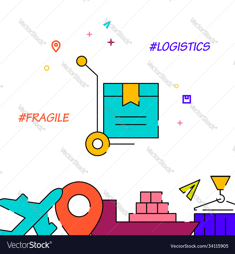 Fragile delivery filled line icon simple