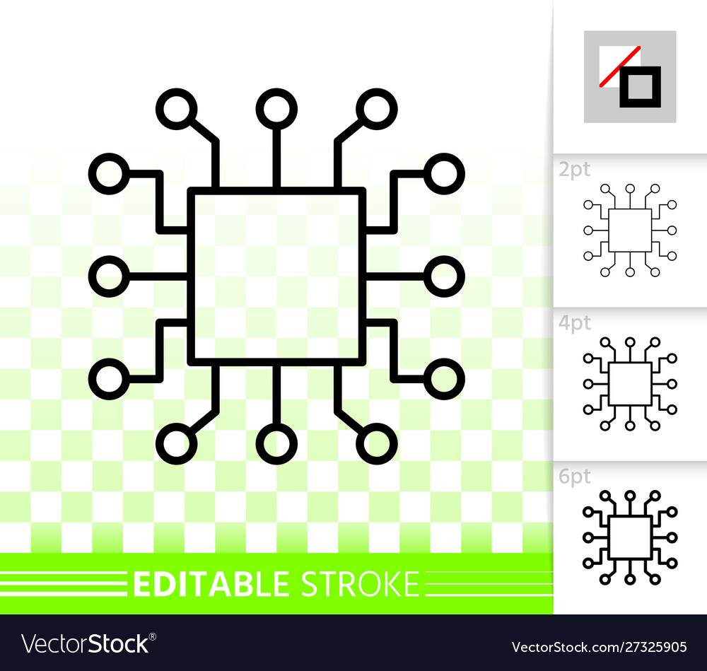 Microchip Circuit Icon - Thin Line Style