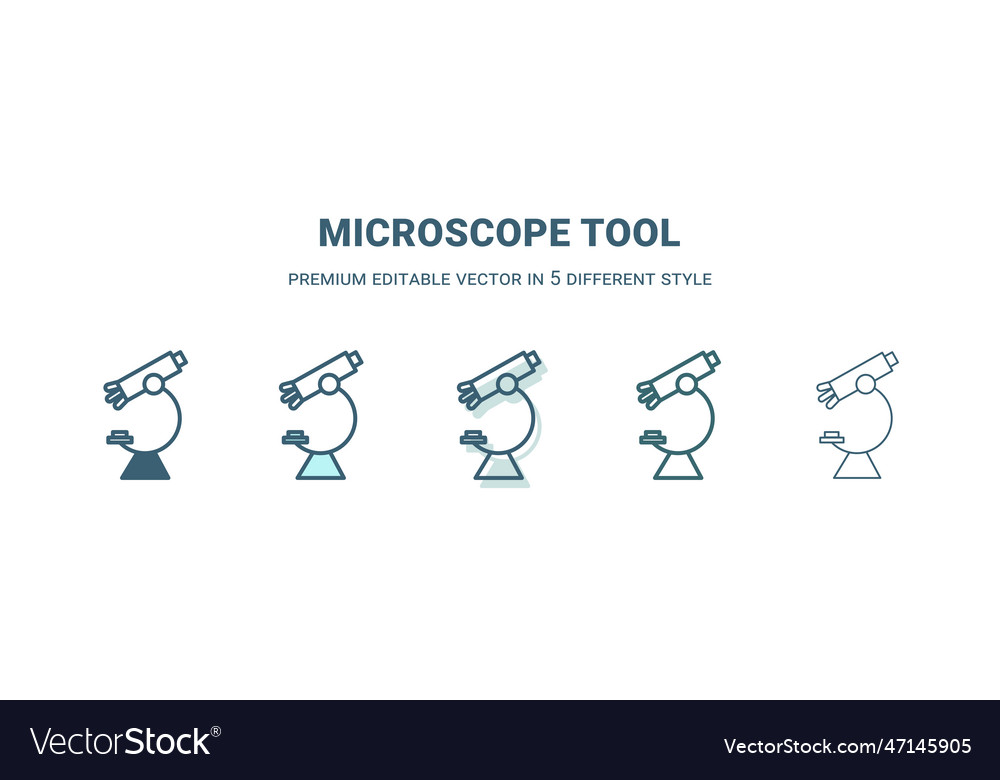 Microscope tool icon in 5 different style outline Vector Image Microscope tool icon in 5 different style outline