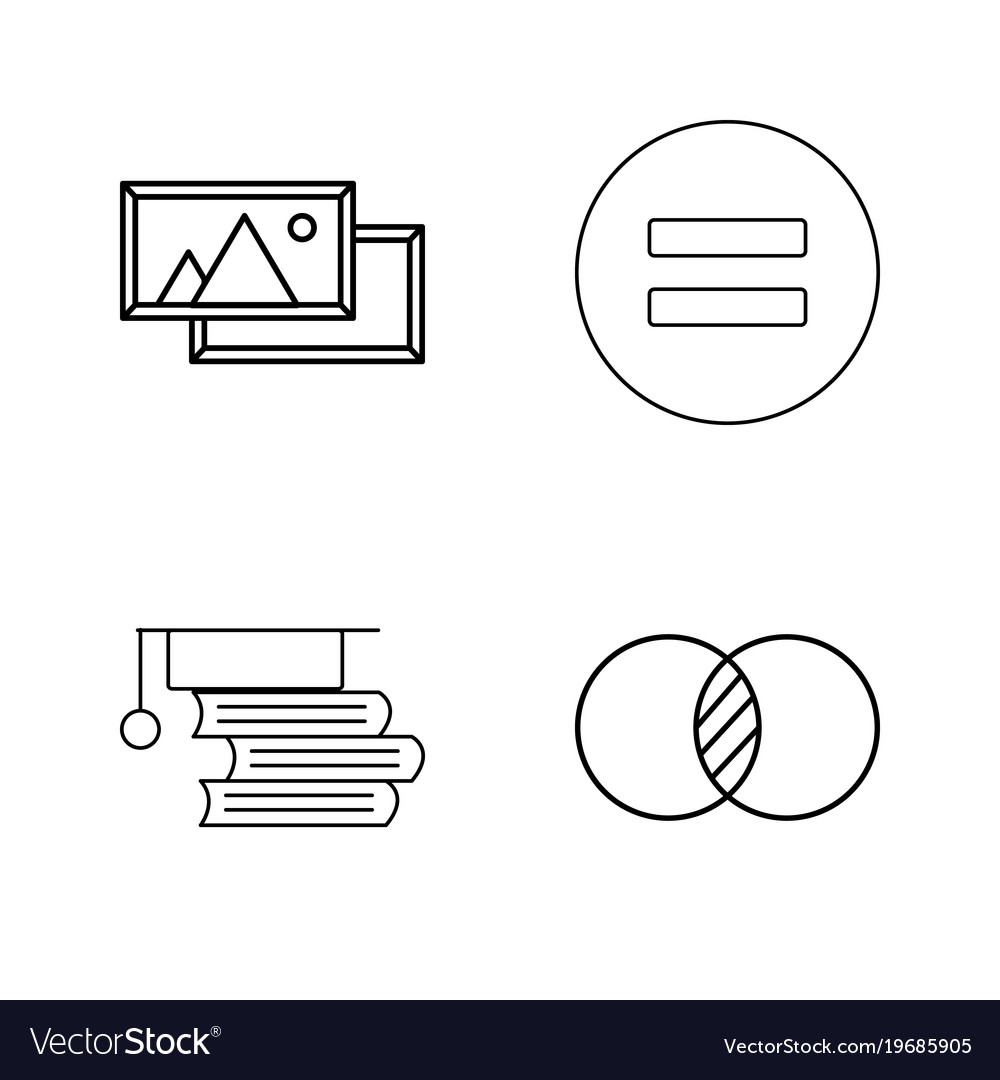 Office simple linear outline icon set