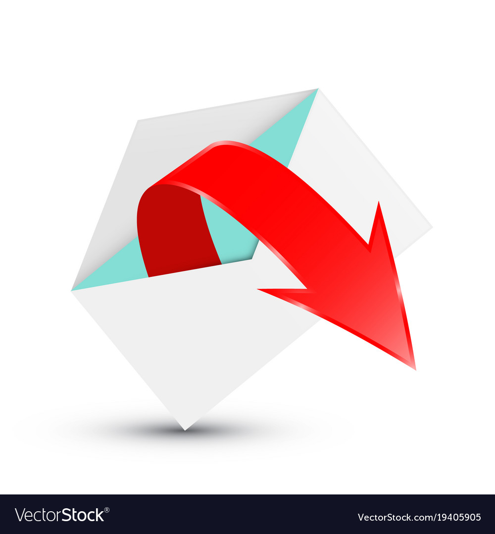 Red arrow in open envelope