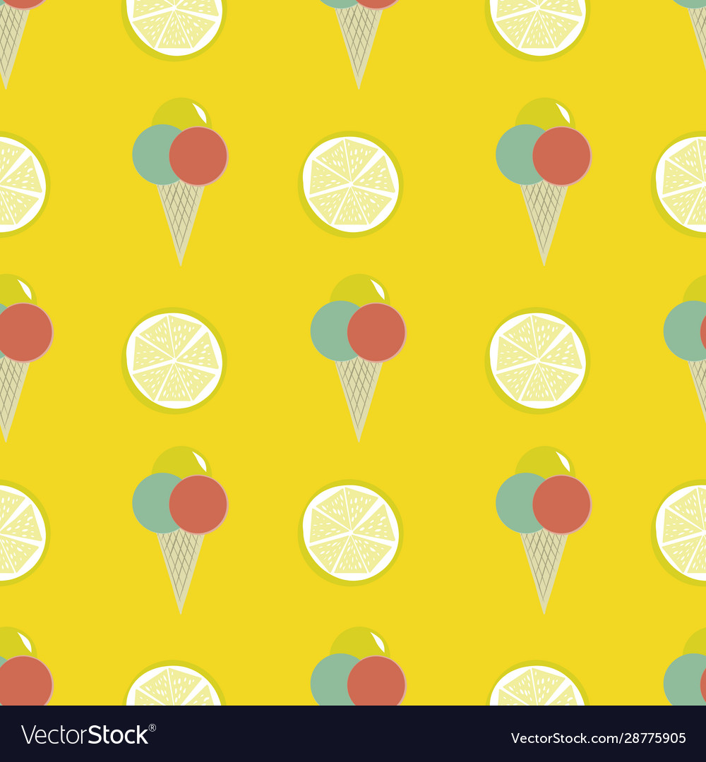 Seamless pattern with ice-cream and lemon