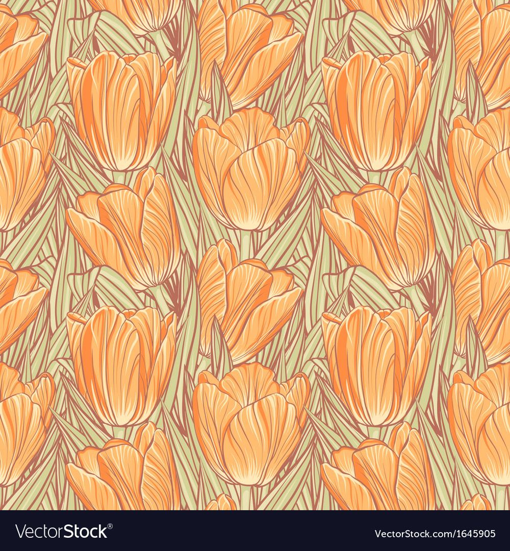 Seamless pattern with tulips