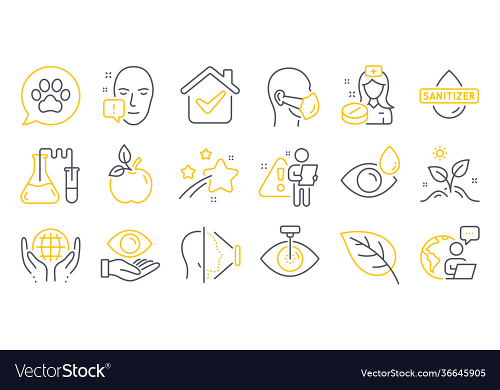 Set healthcare icons such as medical mask