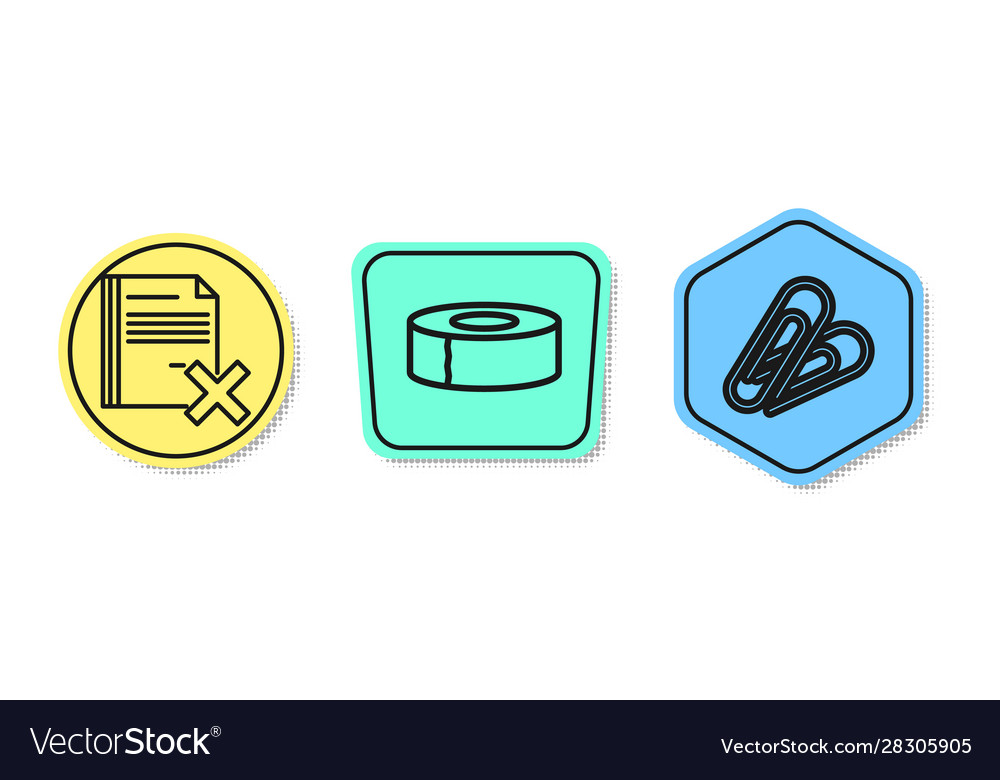 Set line delete file document scotch and paper vector image Set line delete file document scotch and paper