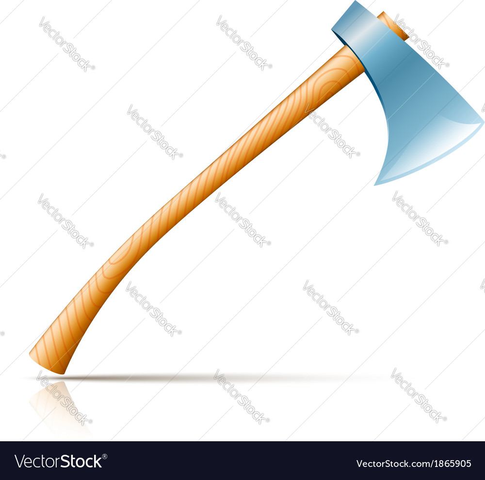 Shiny clean axe with reflection and shadow