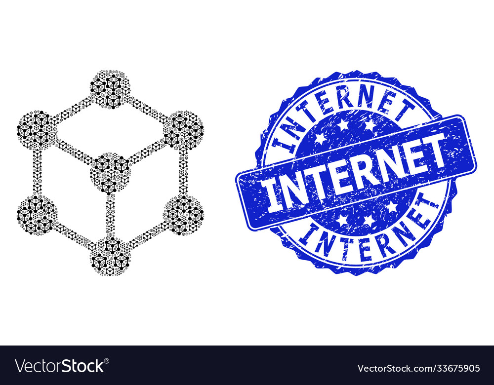 Textured internet round watermark and recursive vector image Textured internet round watermark and recursive