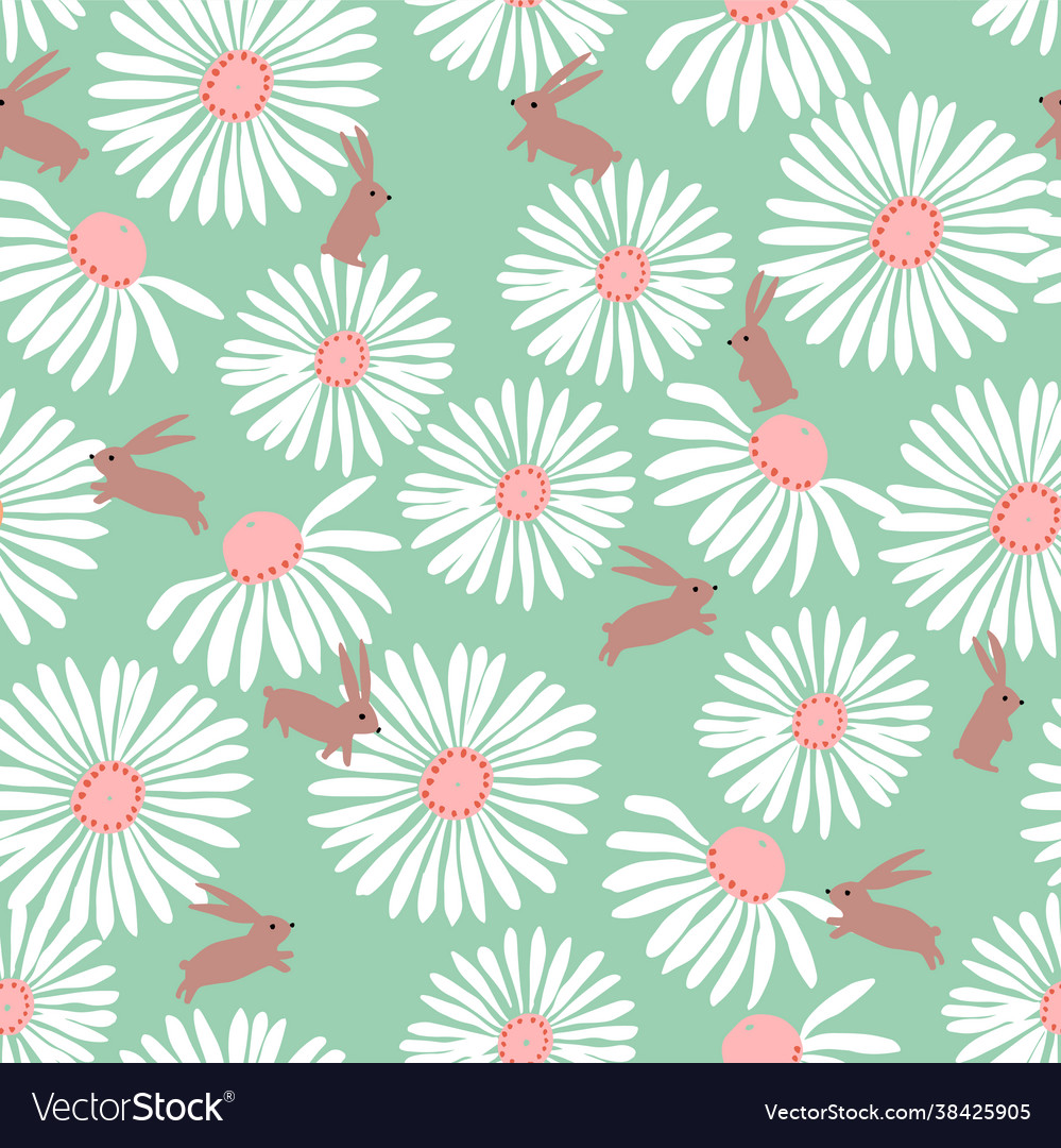 White cosmos and rabbit pattern vector image White cosmos and rabbit pattern