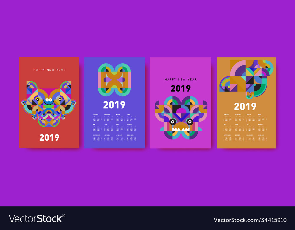 2021 calendar design template with colorful