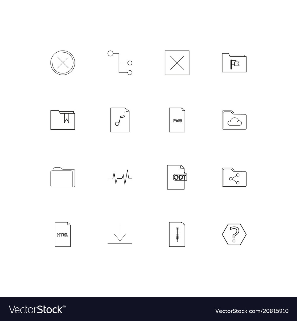 Files and folders sign linear thin icons set