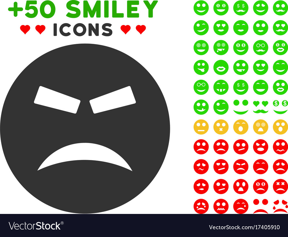 Furious smiley icon with bonus mood clipart Vector Image