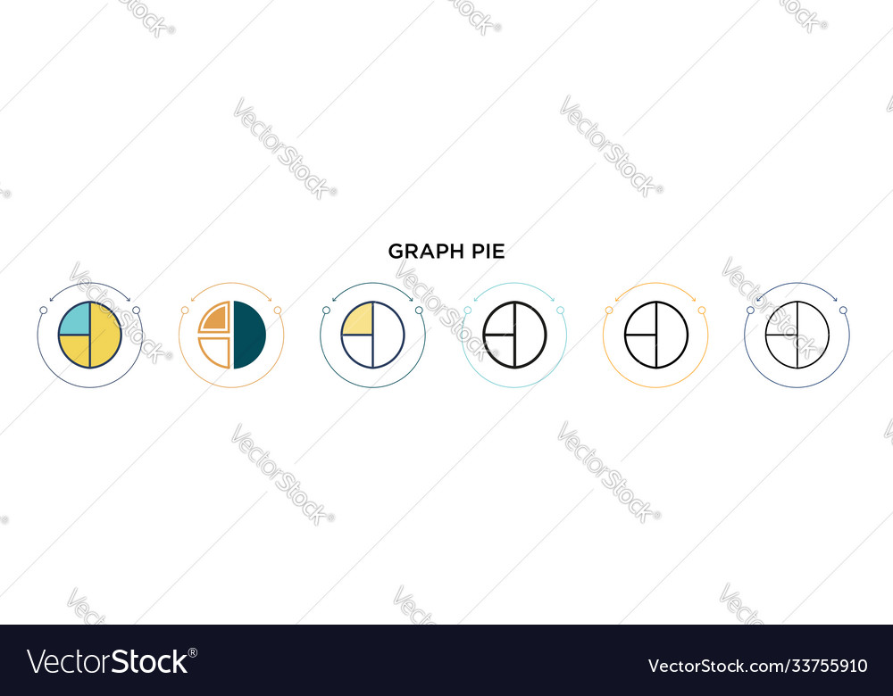 Graph pie icon in filled thin line outline